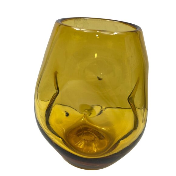 Amber Handblown Glass Vase With Unique Organic Design & Smooth Finish C79 - Picture 2 of 6